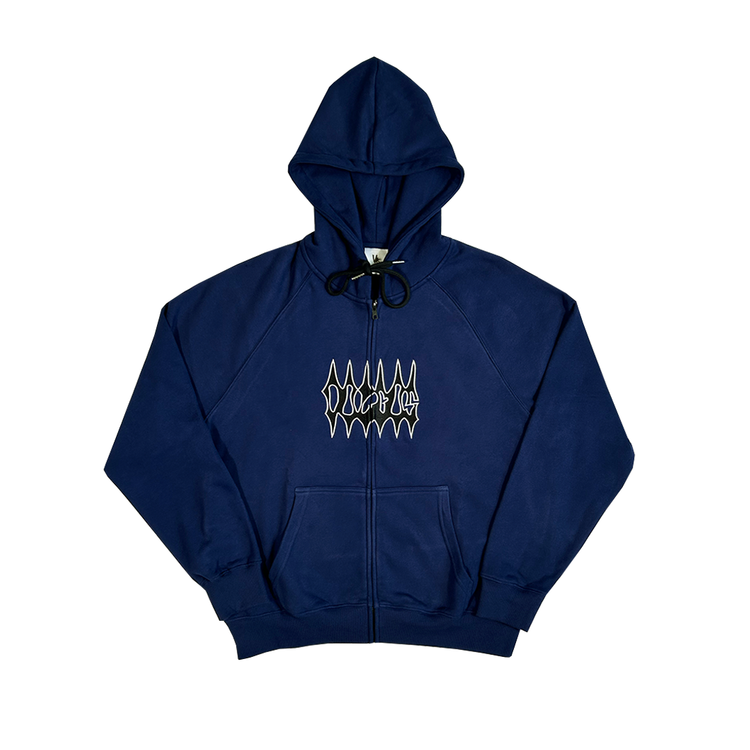 spiked zip up hoodie - navy