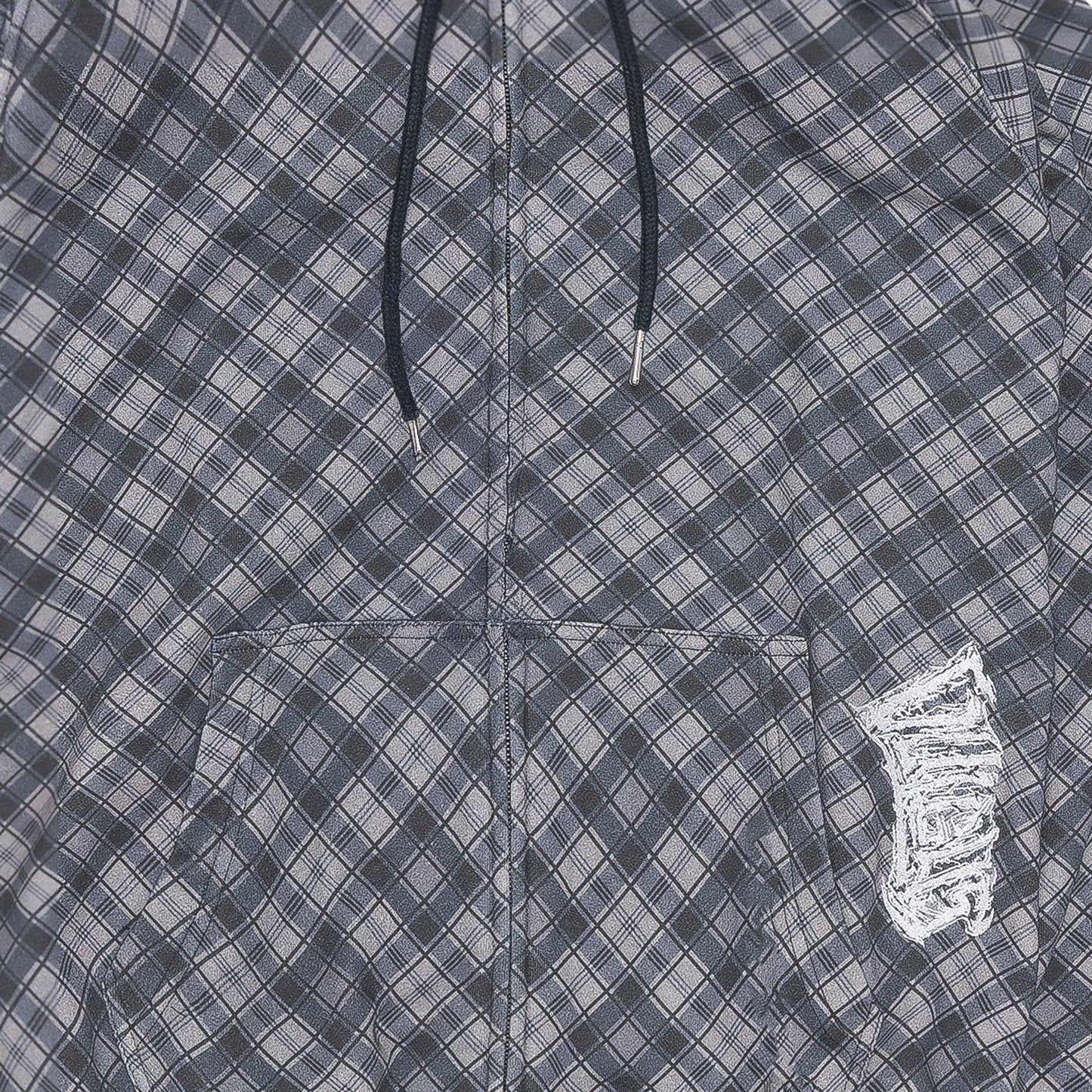 distort zip hoodie (plaid)