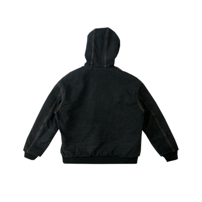 hooded denim jacket - washed black