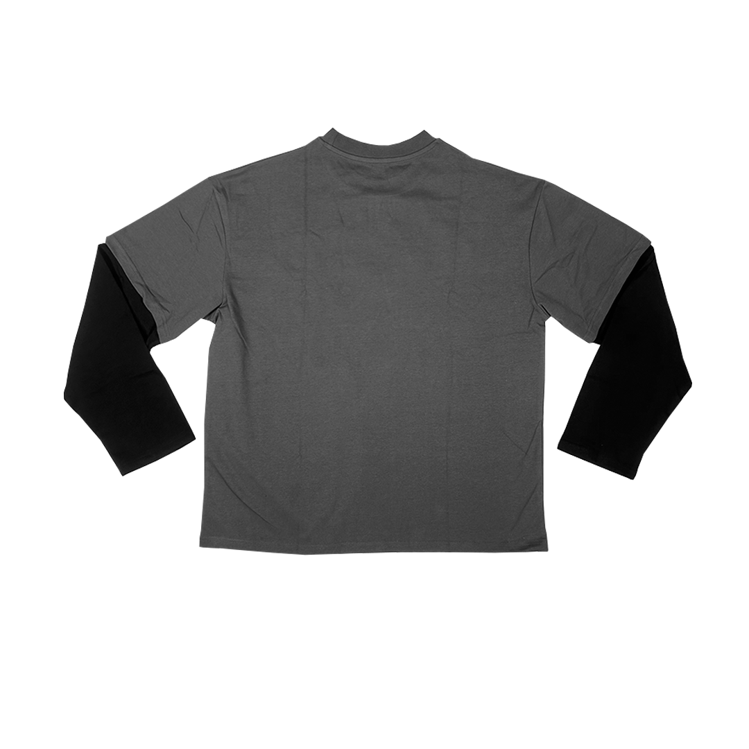 double layered long sleeve - grey/black
