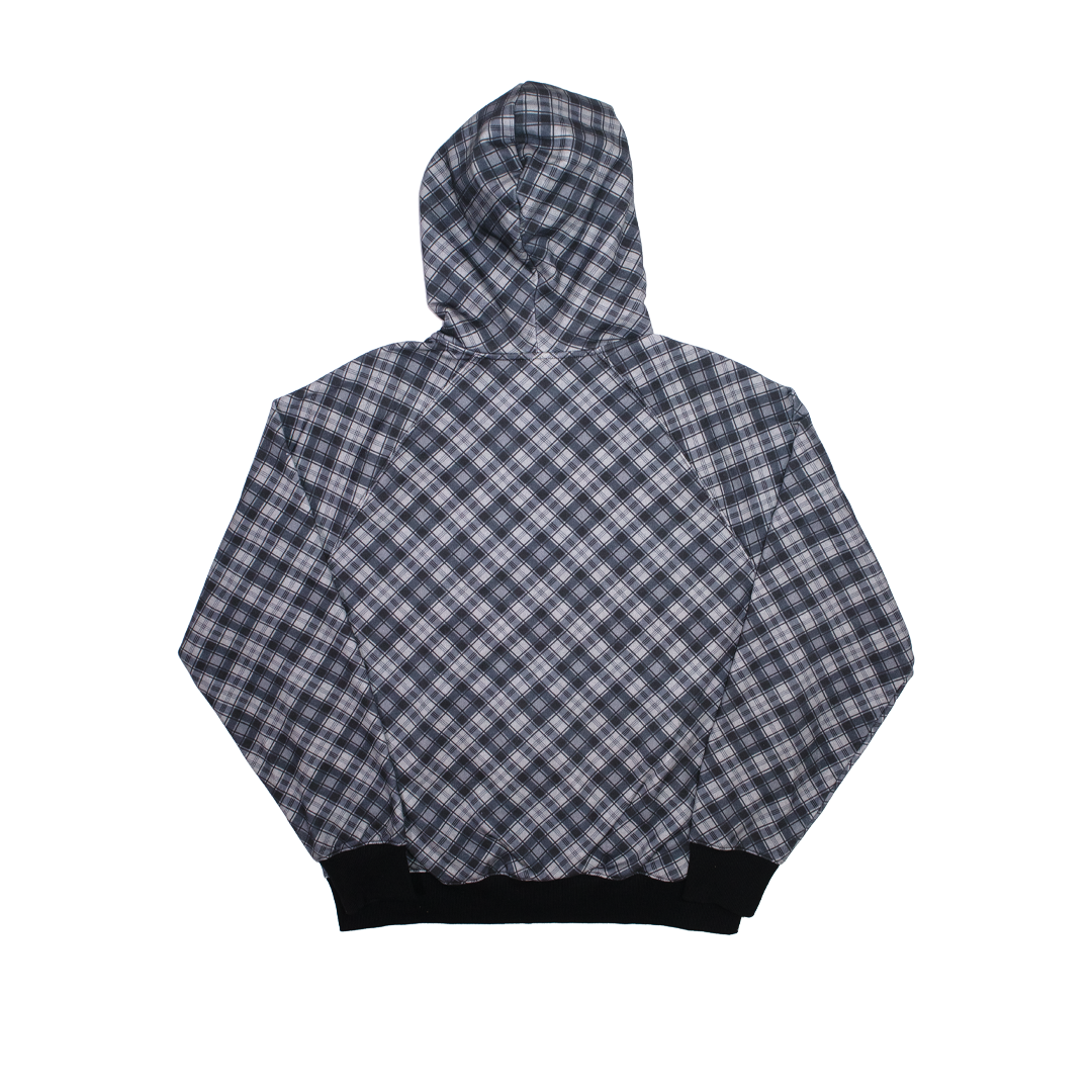 distort zip hoodie (plaid)