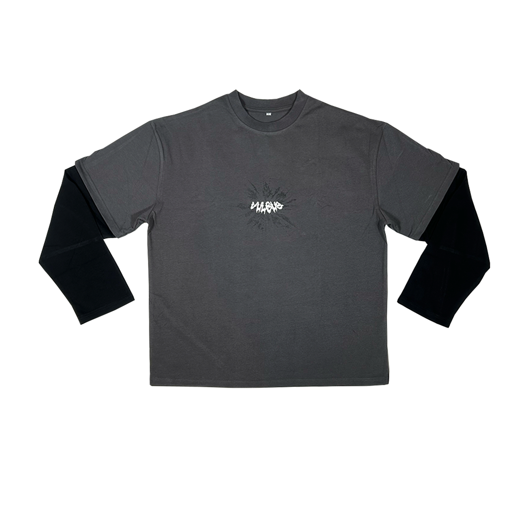 double layered long sleeve - grey/black