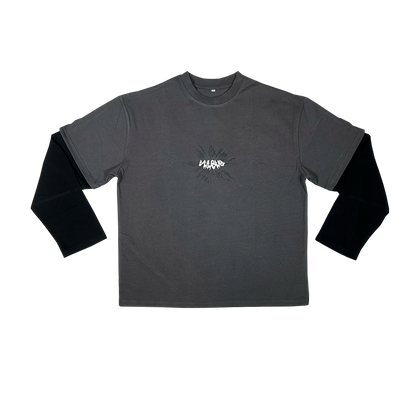double layered long sleeve - grey/black
