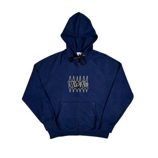 spiked zip up hoodie - navy