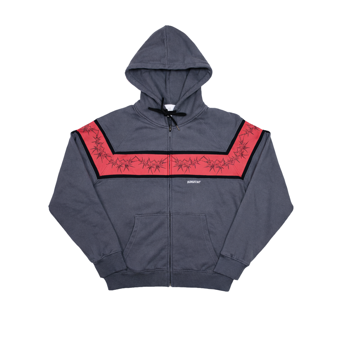 CRIMSON ZIP HOODIE (CHARCOAL/RED)