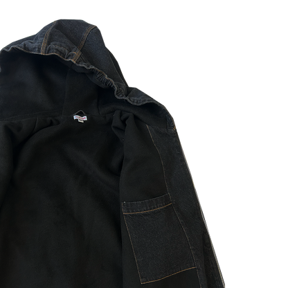 hooded denim jacket - washed black