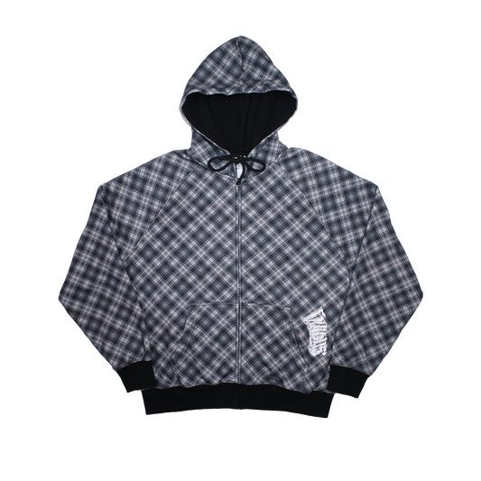 DISTORT ZIP HOODIE (PLAID)