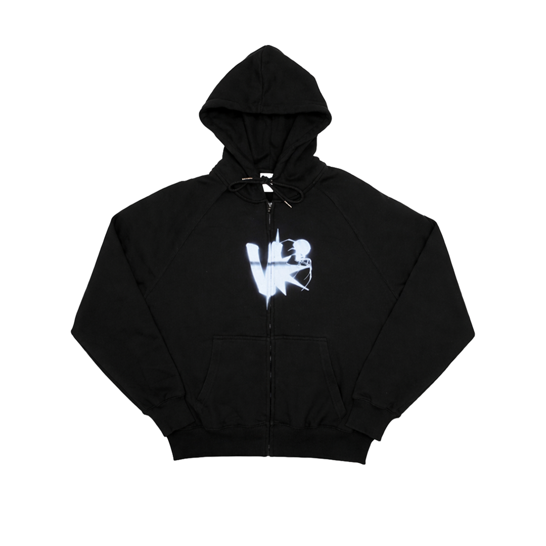 chrome zip hoodie (black)